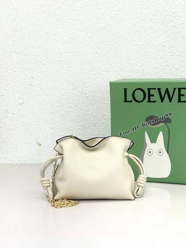 Loewe專櫃2022新款Flamenco小福袋手機包 羅意威純色全皮束口抽繩小挎包手機包 10854 lyw1052